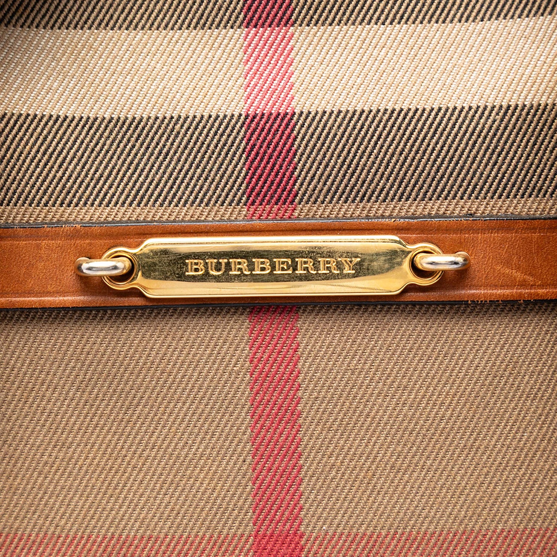 Burberry Small Leather Trimmed House Check Canvas Bridle Orchard Satchel