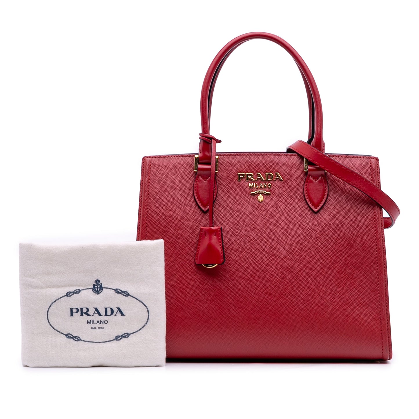 Prada Soft Calf Trimmed Saffiano Convertible Tote