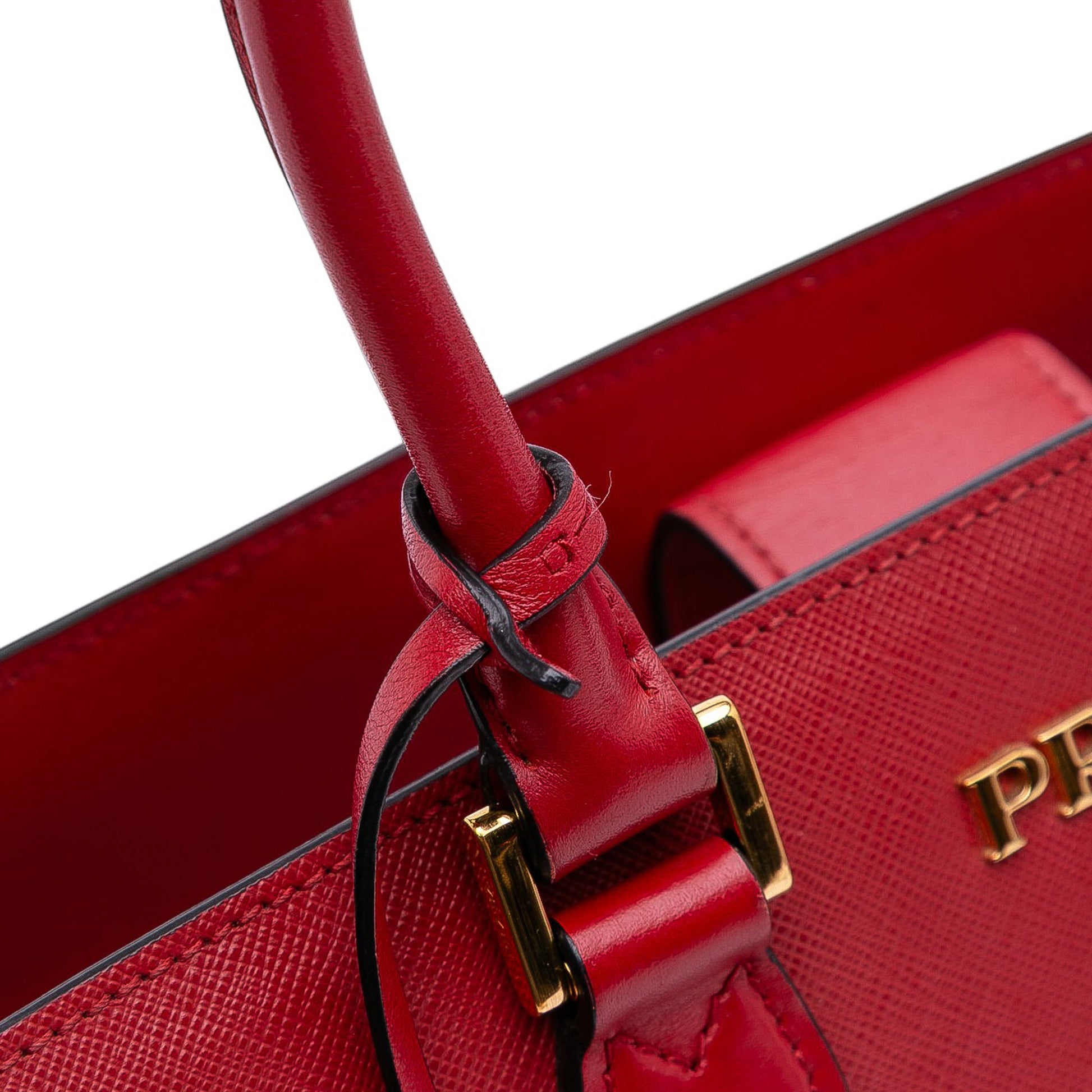 Prada Soft Calf Trimmed Saffiano Convertible Tote