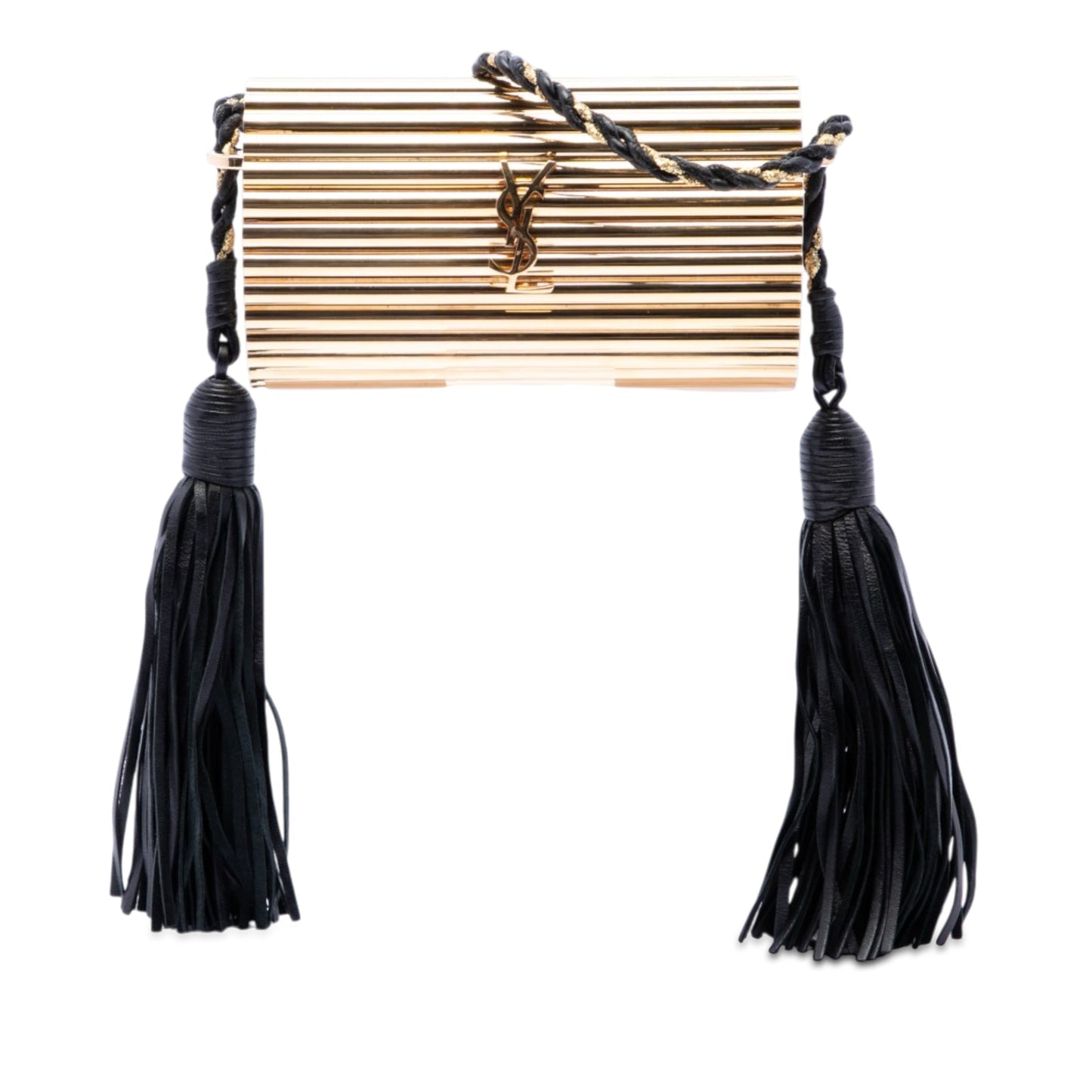 Saint Laurent Ribbed Acrylic and Lambskin Fringe Monogram Opium Box Bag
