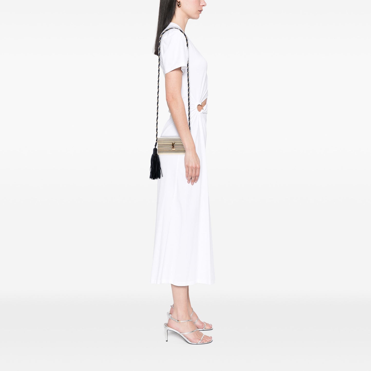 Saint Laurent Ribbed Acrylic and Lambskin Fringe Monogram Opium Box Bag