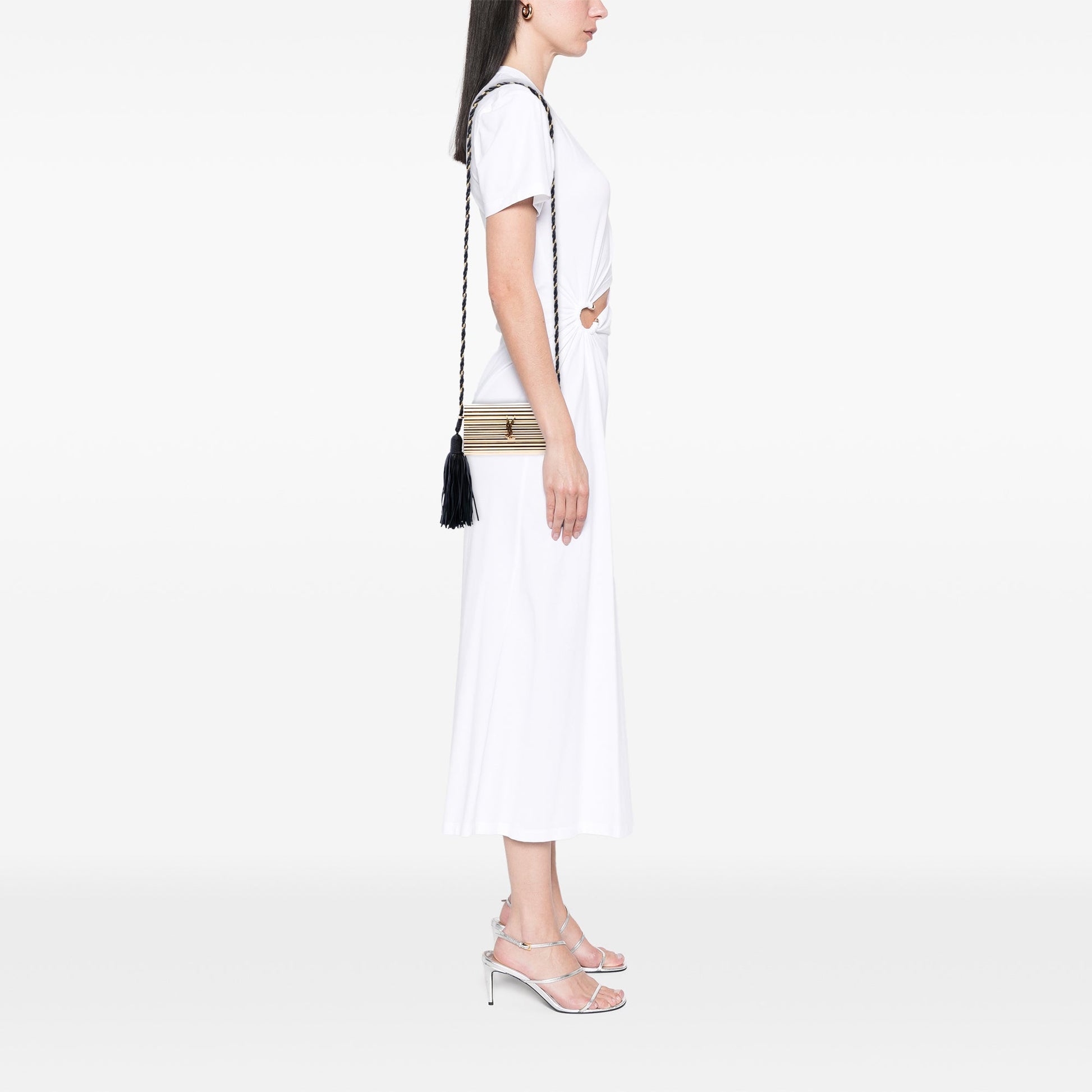 Saint Laurent Ribbed Acrylic and Lambskin Fringe Monogram Opium Box Bag