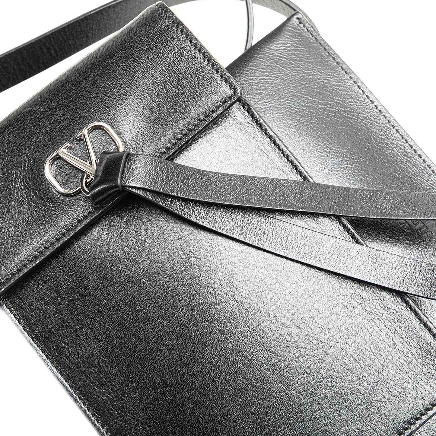 Valentino Leather VRing Neck Pouch