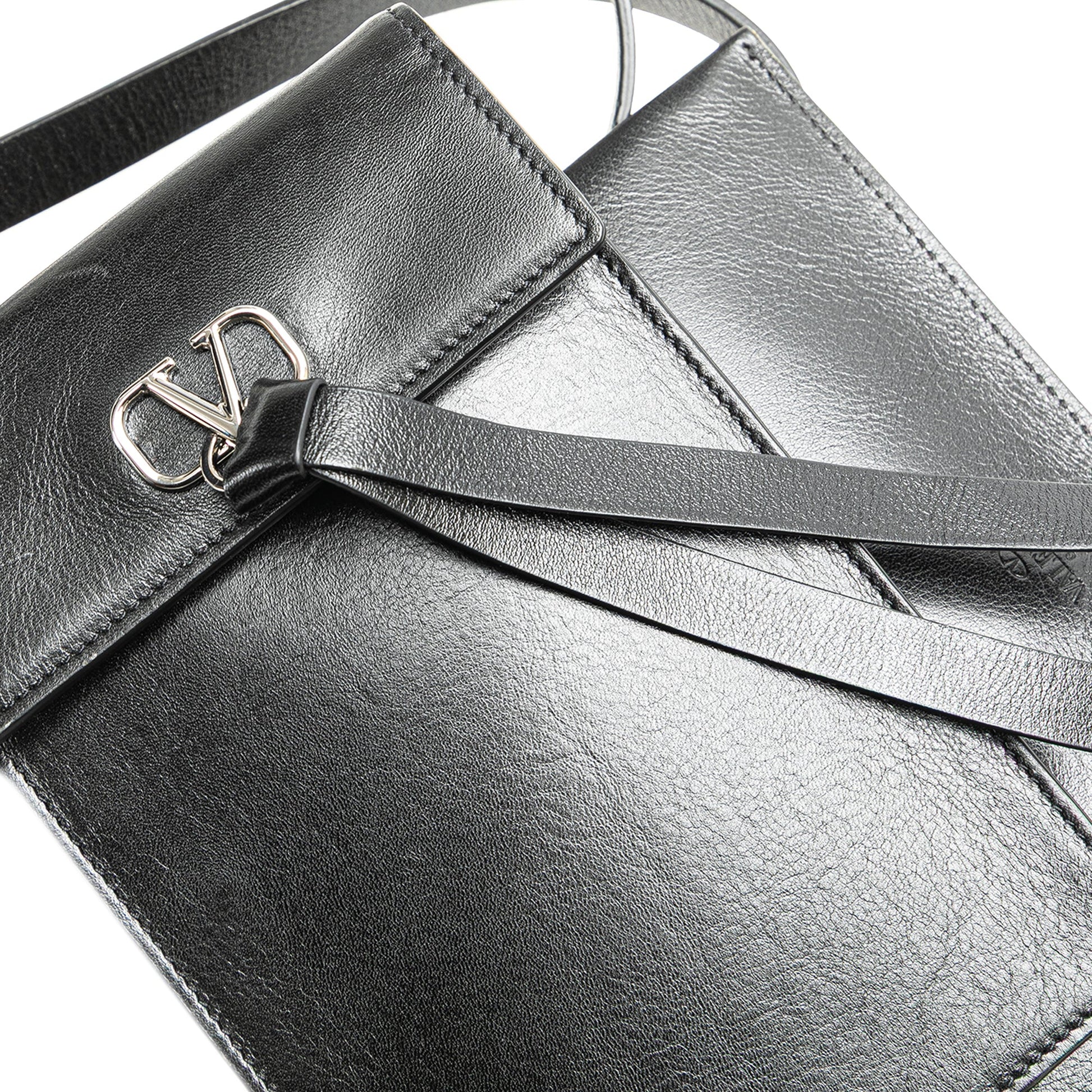 Valentino Leather VRing Neck Pouch