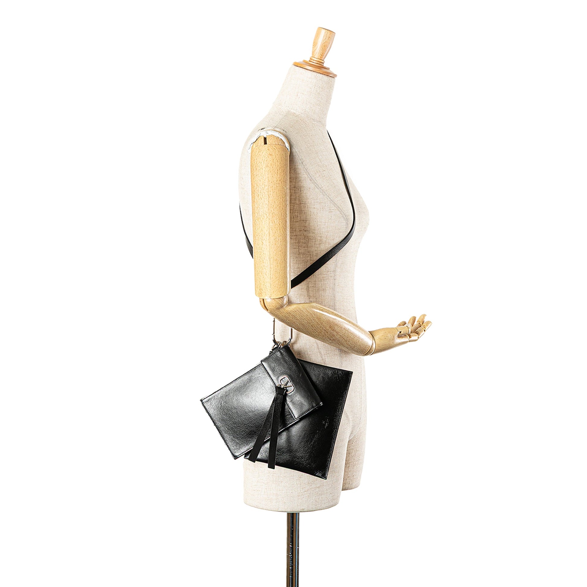 Valentino Leather VRing Neck Pouch