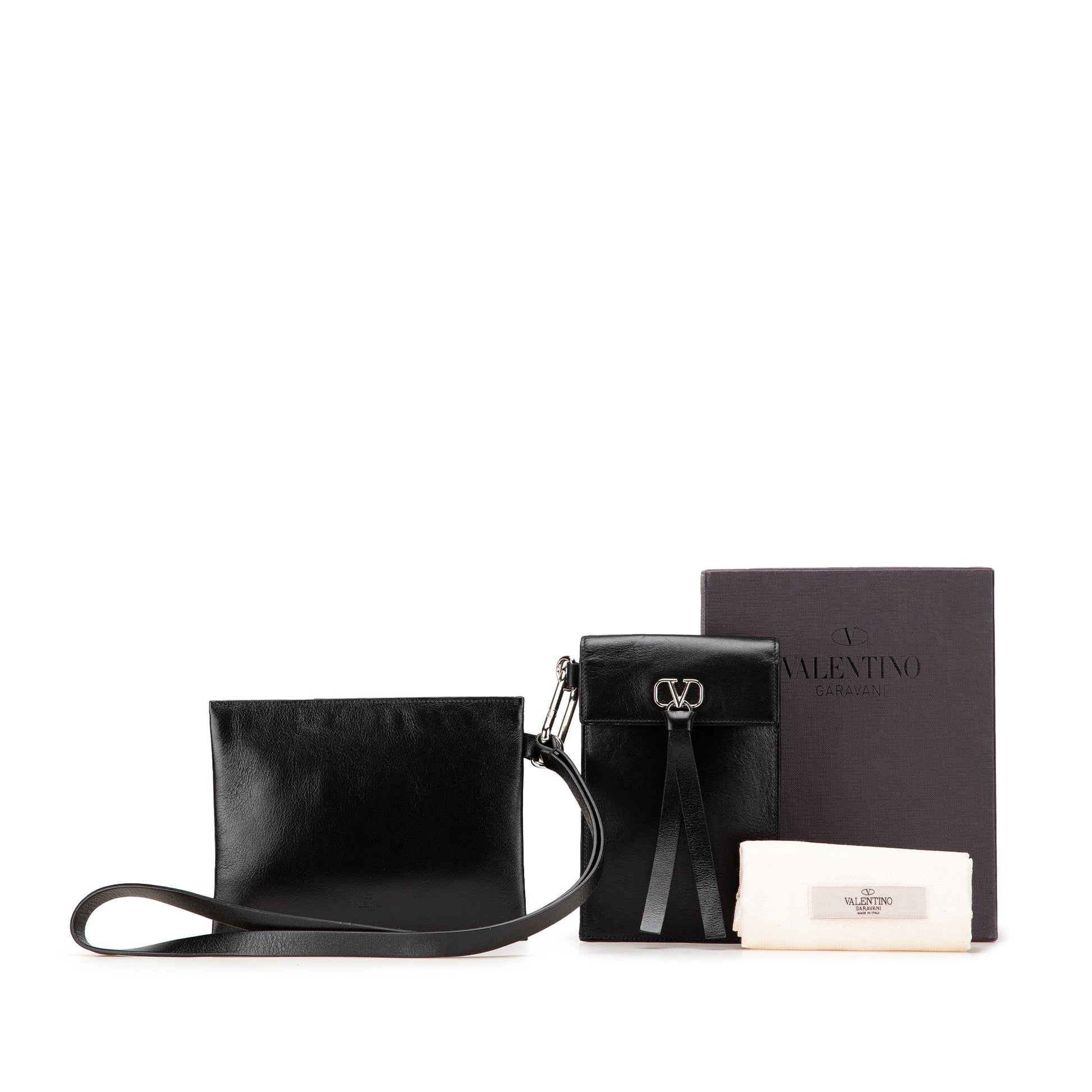 Valentino Leather VRing Neck Pouch