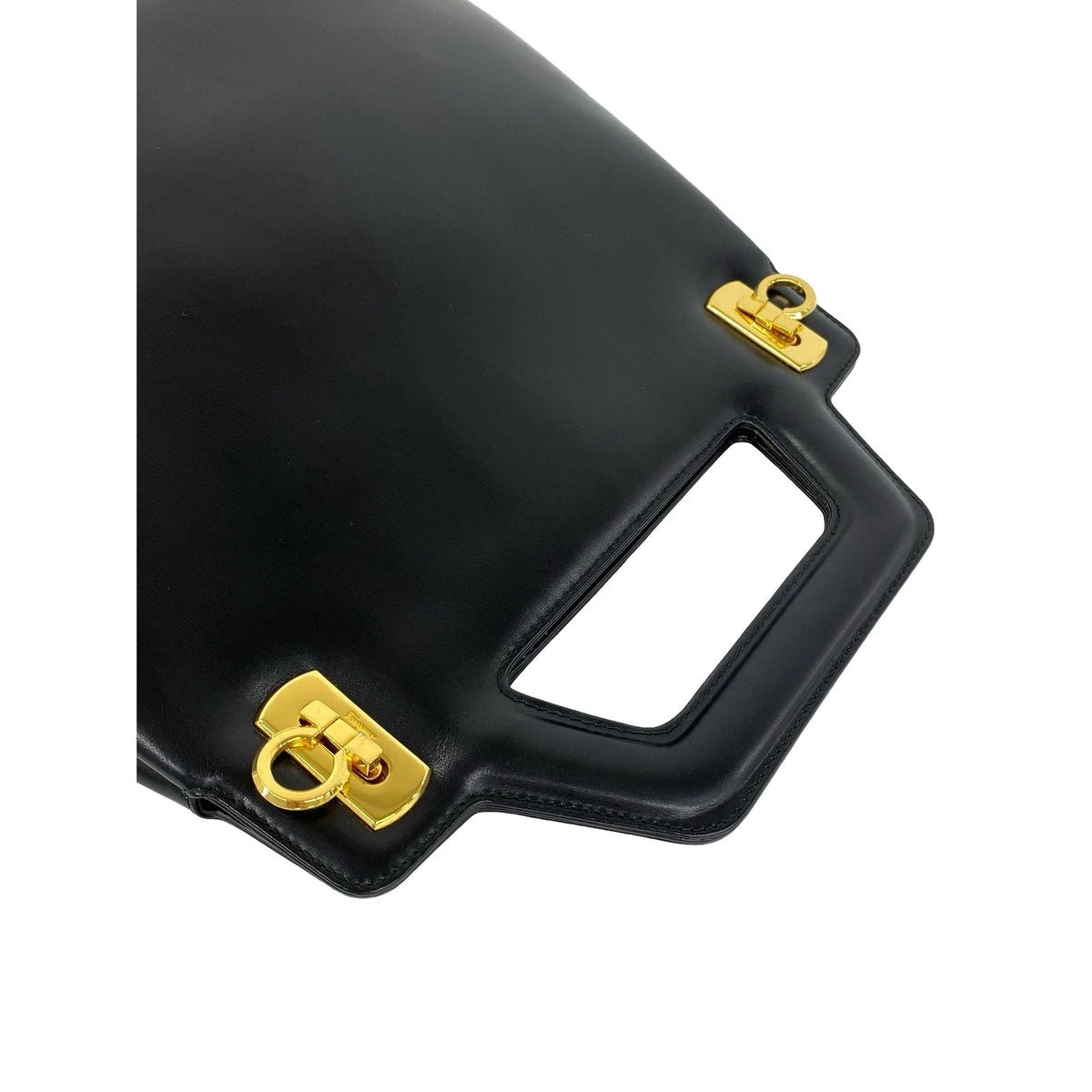 Ferragamo Brushed Calfskin Gancini Satchel — Black