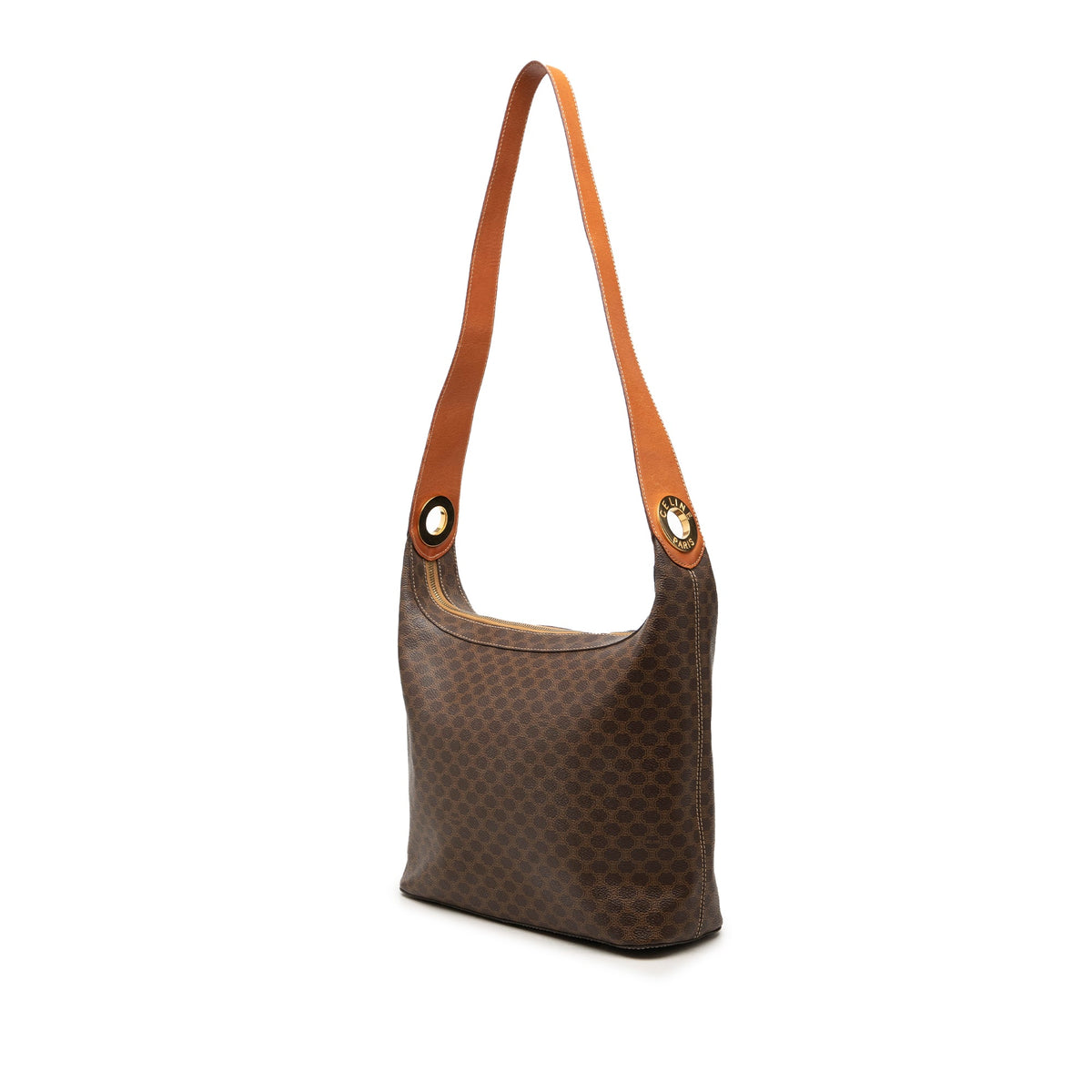 Celine Macadam Coated Canvas Shoulder Bag — Brown