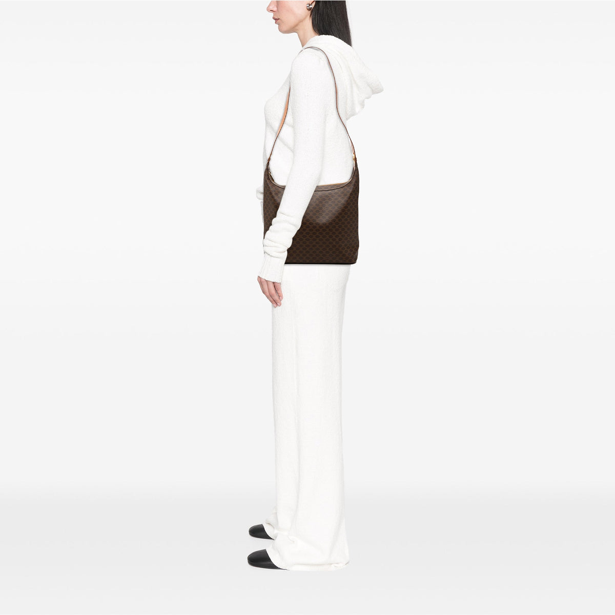 Celine Macadam Coated Canvas Shoulder Bag — Brown