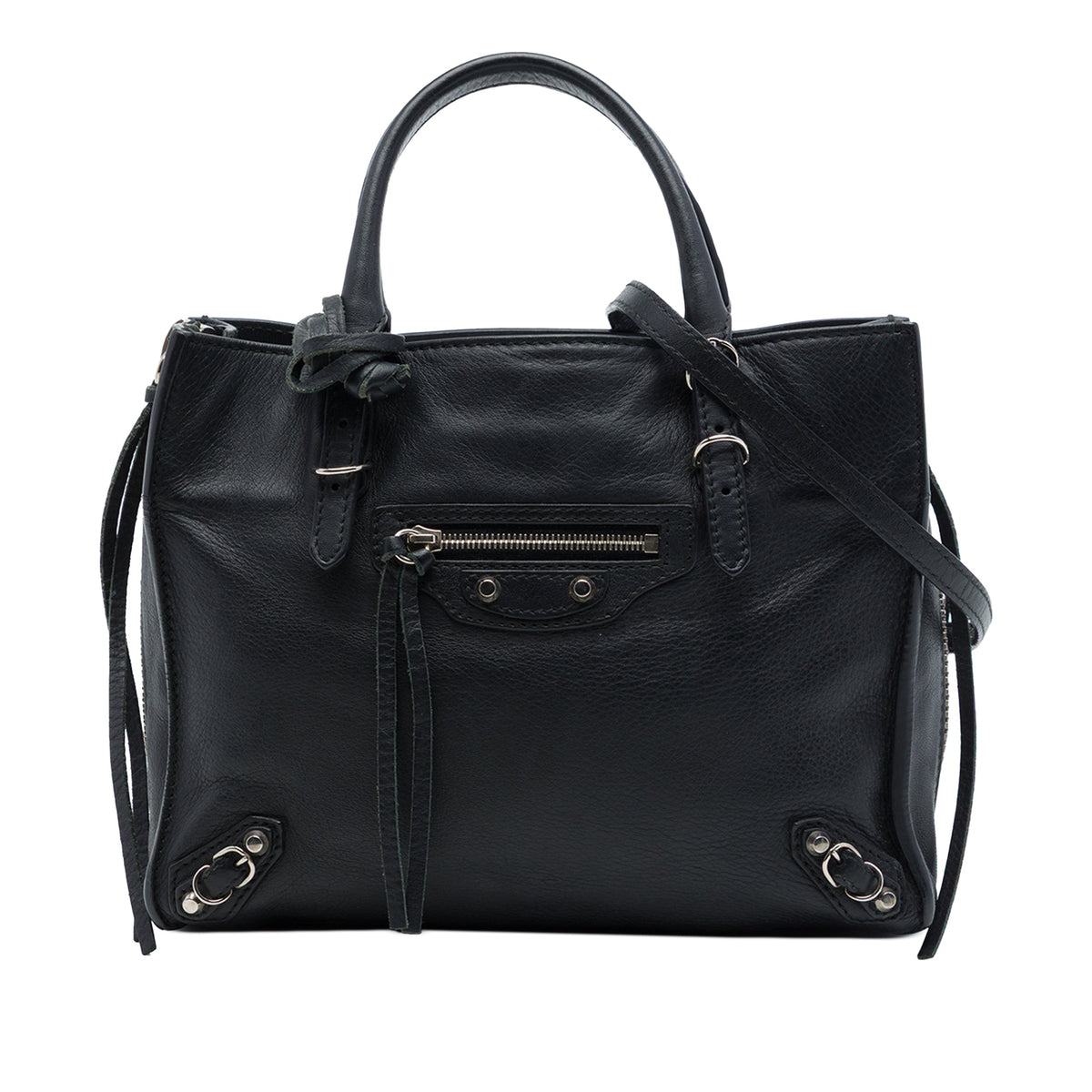 Balenciaga Mini Leather Papier A4 Zip Around Tote — Black