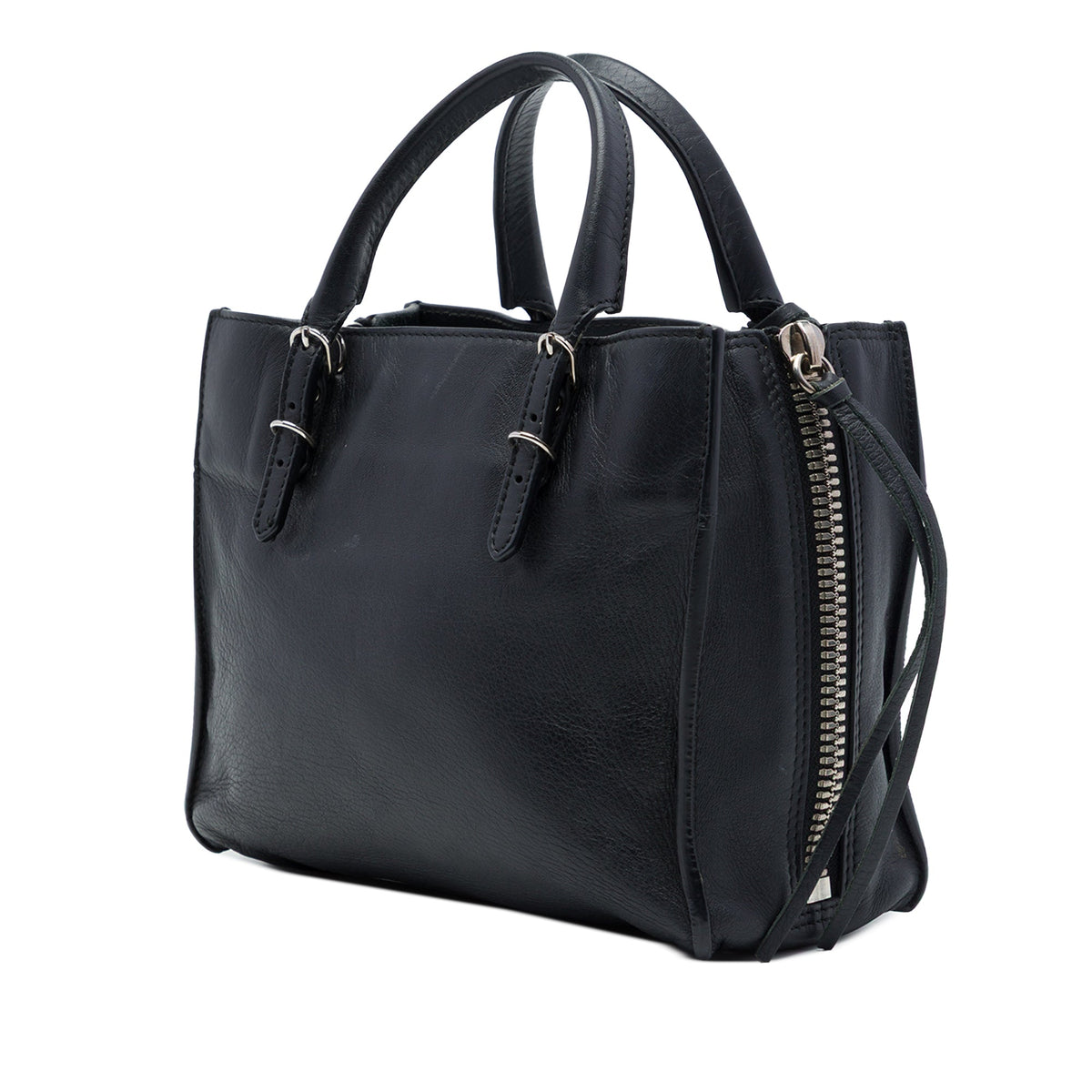 Balenciaga Mini Leather Papier A4 Zip Around Tote — Black