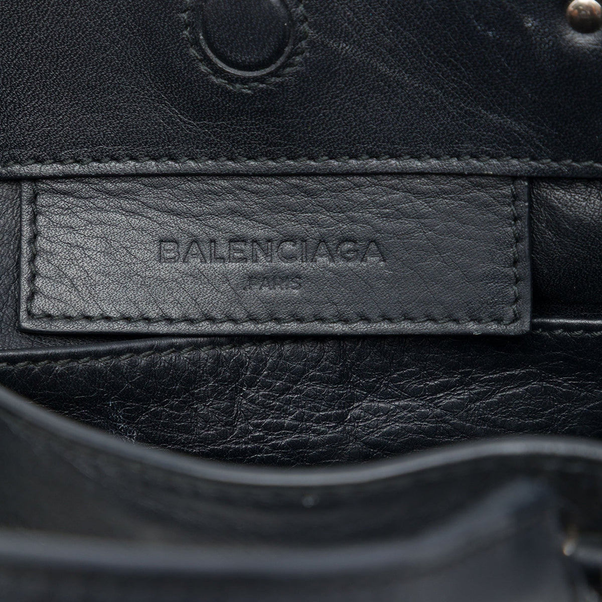 Balenciaga Mini Leather Papier A4 Zip Around Tote — Black