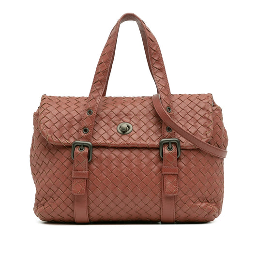 Bottega Veneta Nappa Intrecciato Flap Satchel