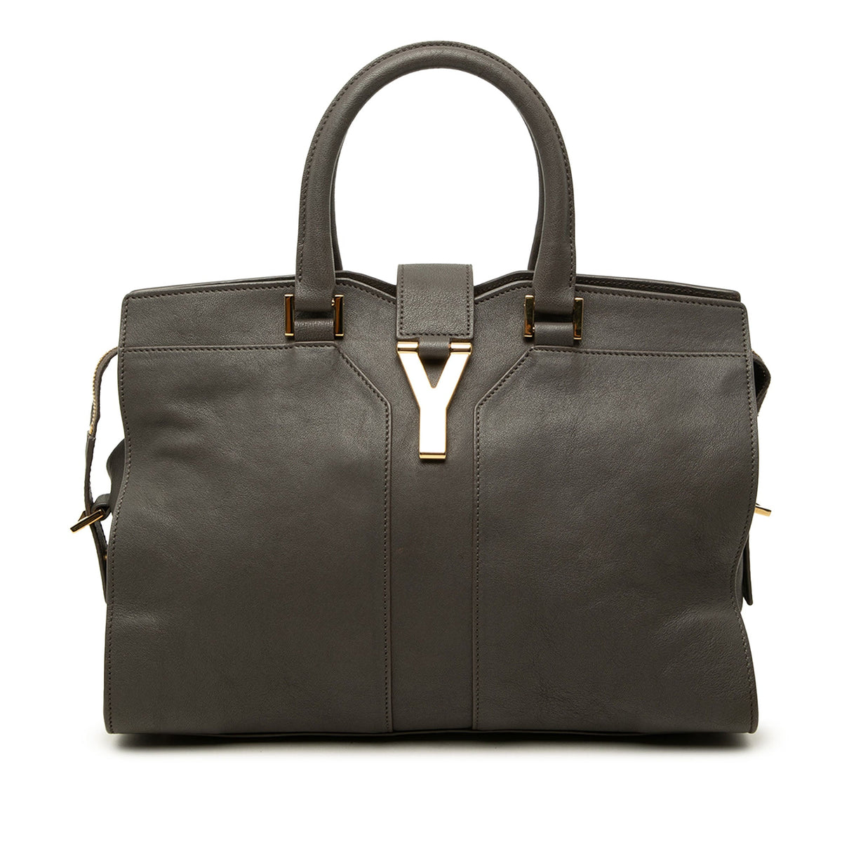 Saint Laurent Small Sheepskin Cabas Chyc Satchel — Gray