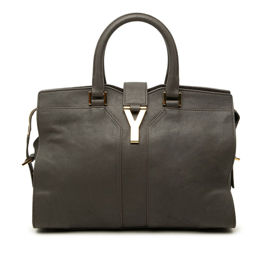 Saint Laurent Small Sheepskin Cabas Chyc Satchel — Gray