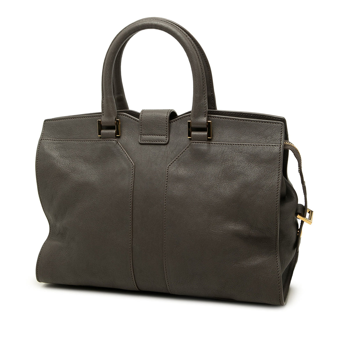 Saint Laurent Small Sheepskin Cabas Chyc Satchel — Gray