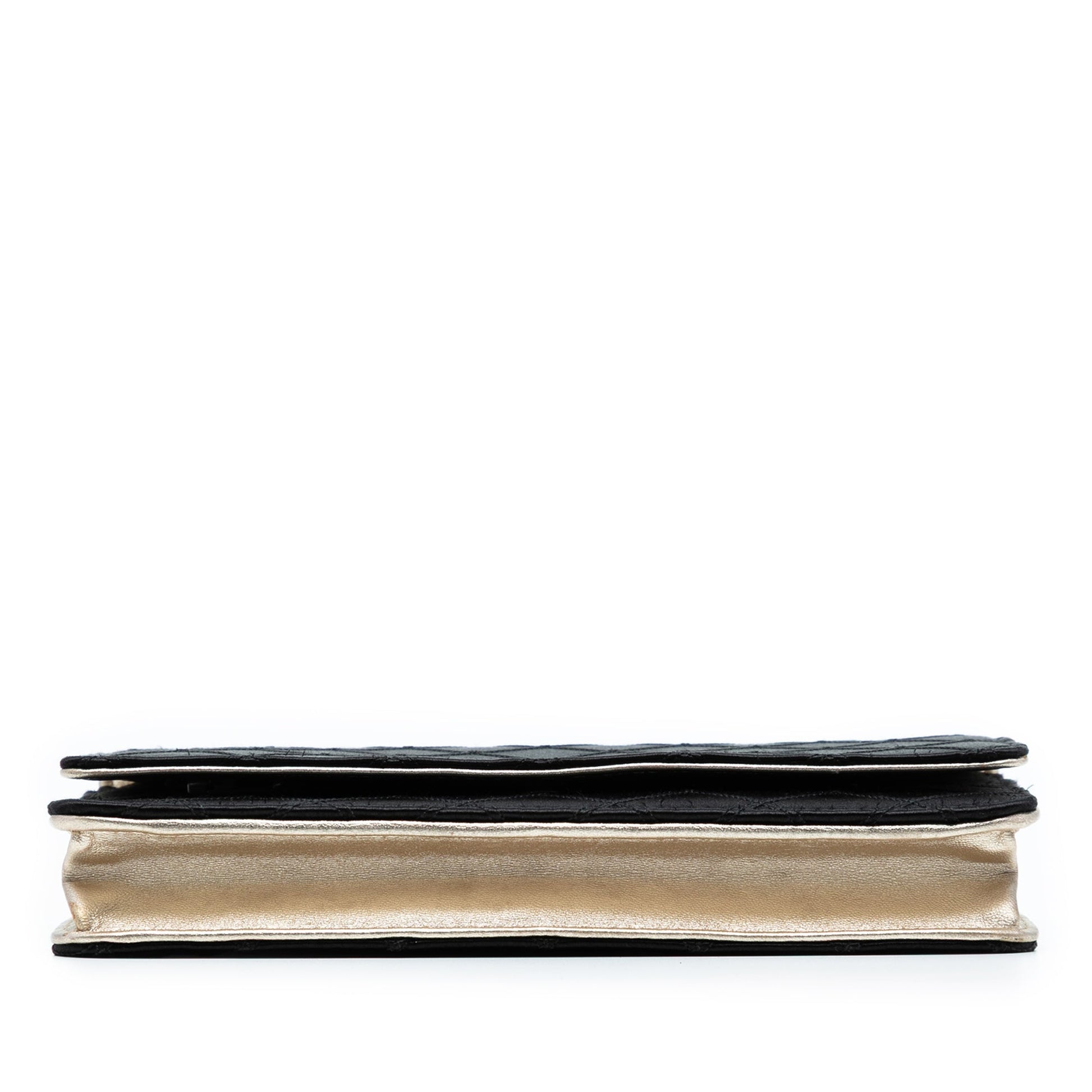 Chanel Bicolor Satin Diamond Stitch Wallet On Chain