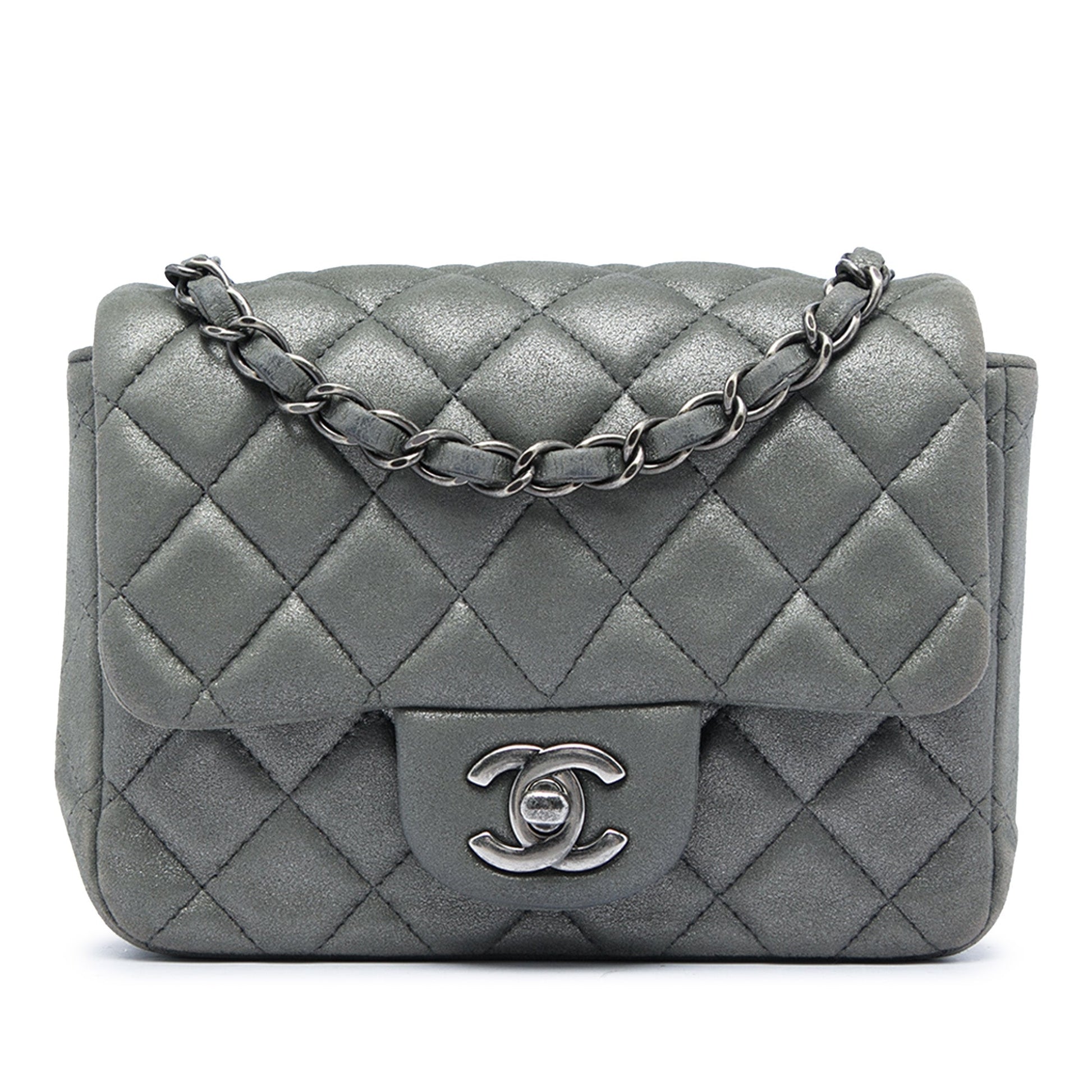 Chanel Mini Square Classic Metallic Lambskin Single Flap