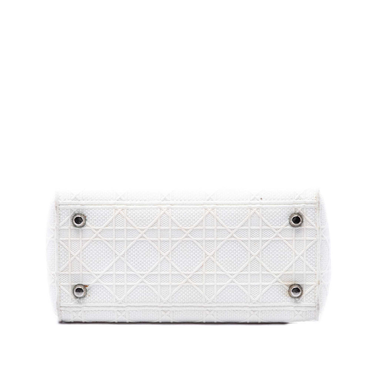 Dior Medium Embroidered Canvas Cannage Lady D Lite — White