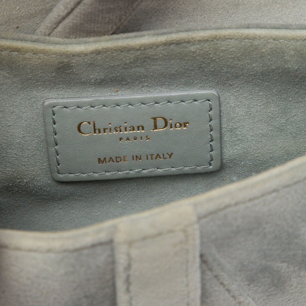 Dior Mini Velvet Crystal Embellished Hardware Saddle Bag — Gray