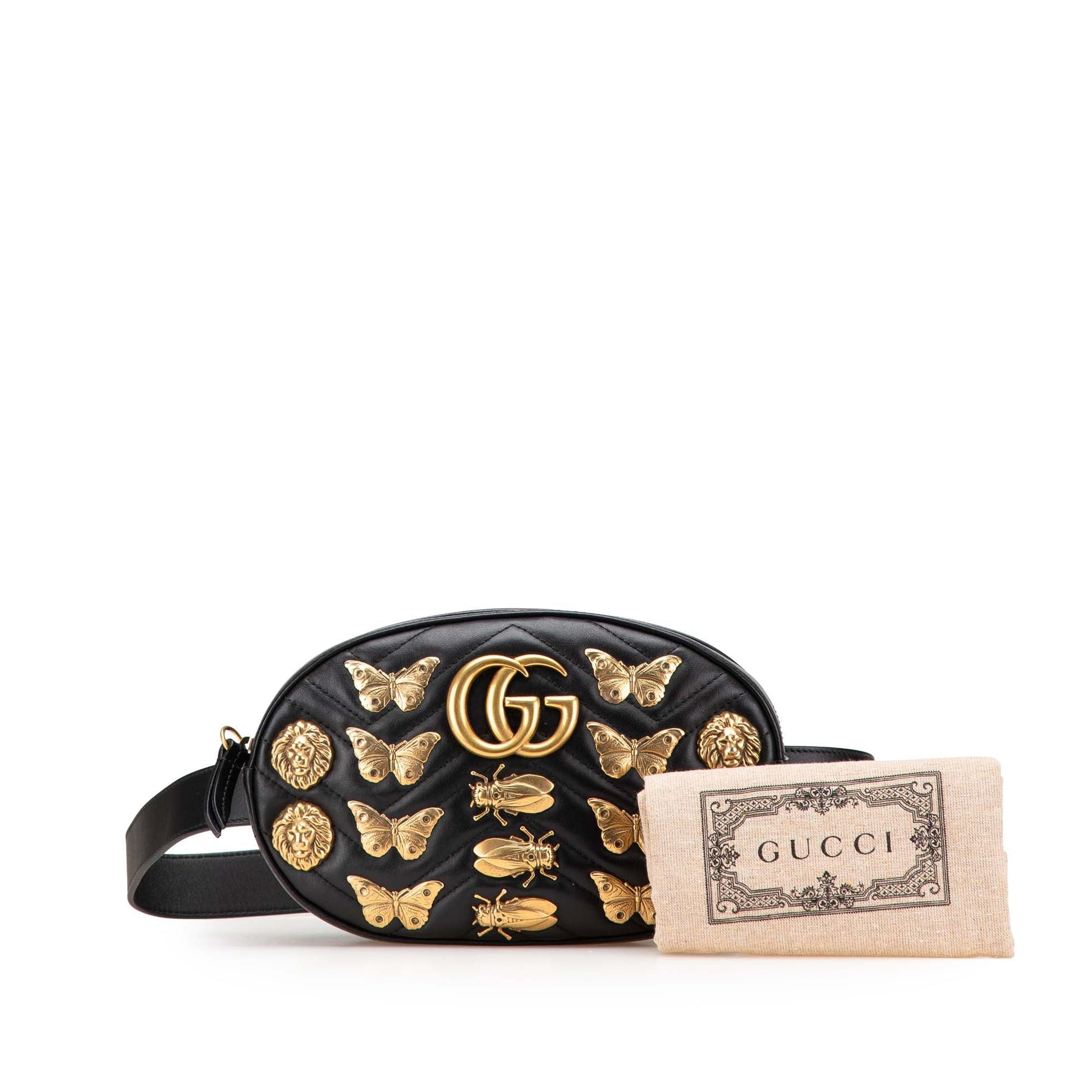 Gucci GG Marmont Matelasse Leather Animalier Belt Bag