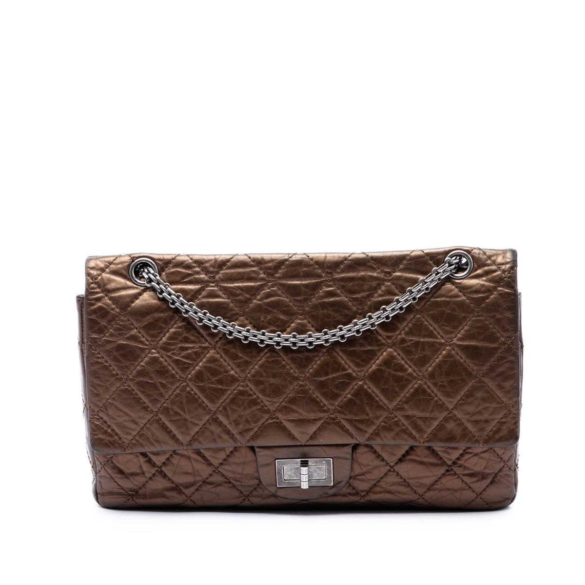 Chanel Metallic Aged Calfskin Reissue 2.55 Double Flap 227 — Brown