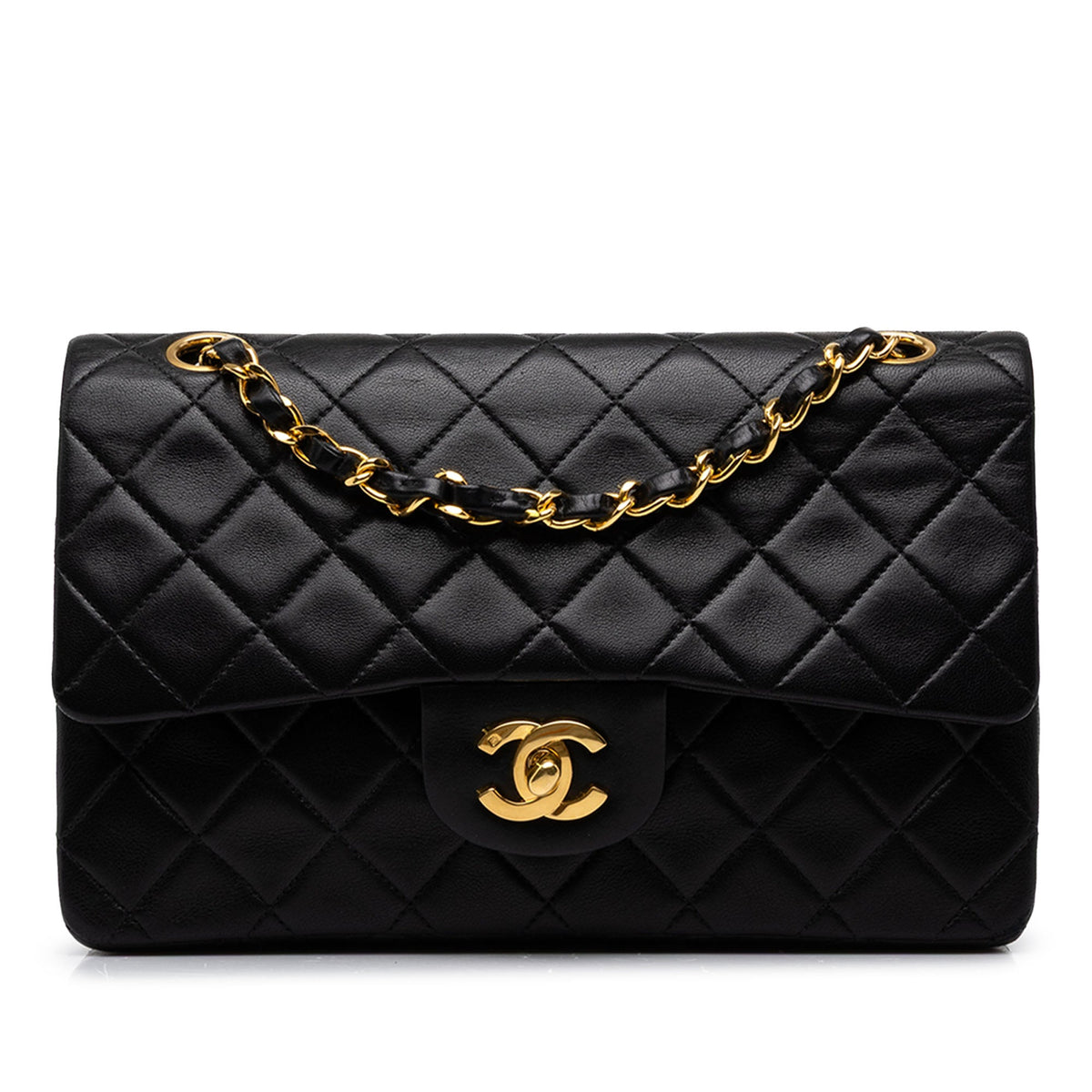 Chanel Small Classic Lambskin Double Flap — Black