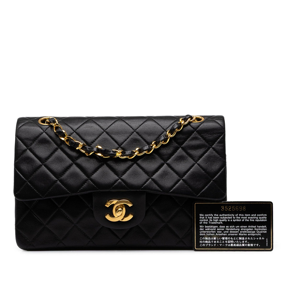 Chanel Small Classic Lambskin Double Flap — Black