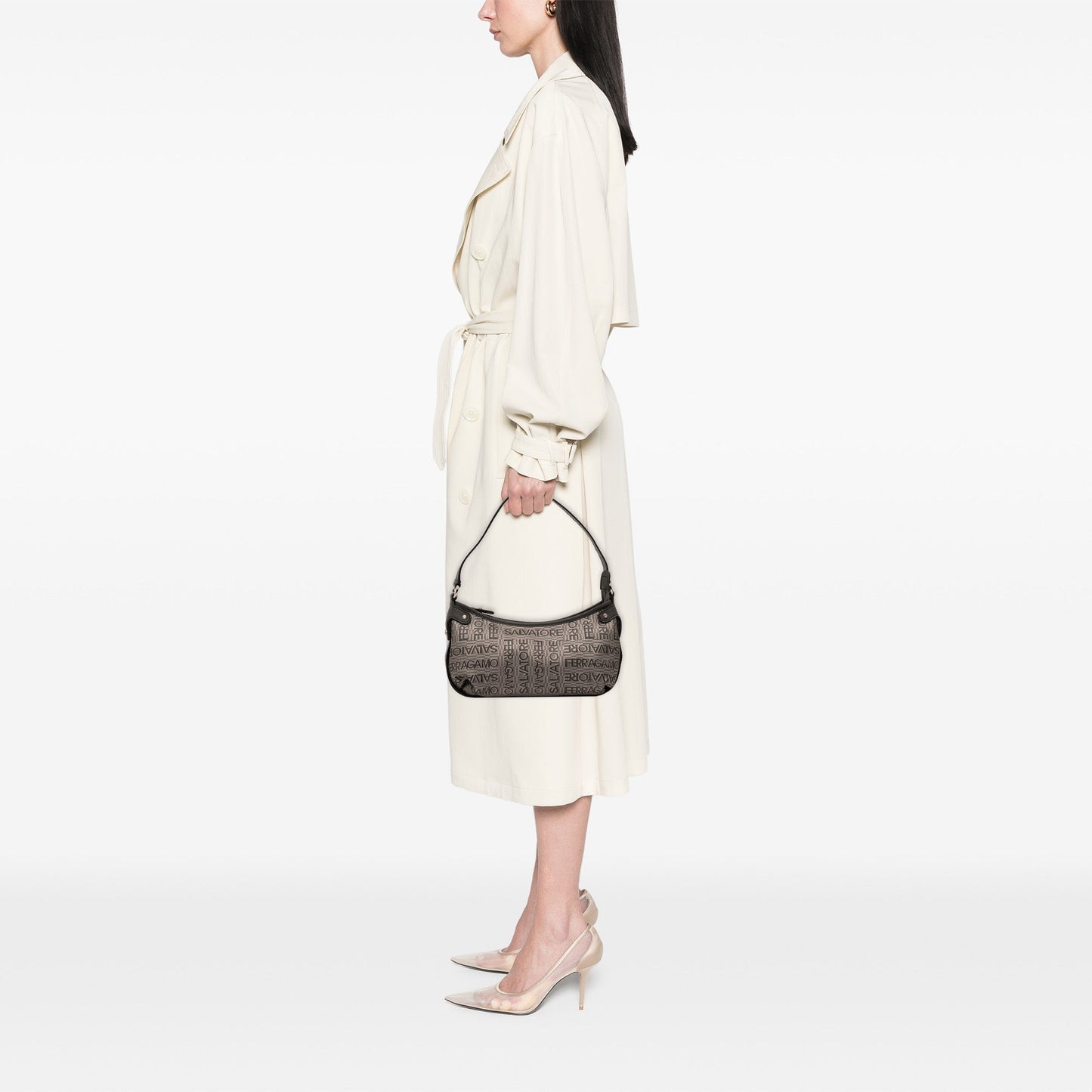 Ferragamo Embroidered Polyester Shoulder Bag