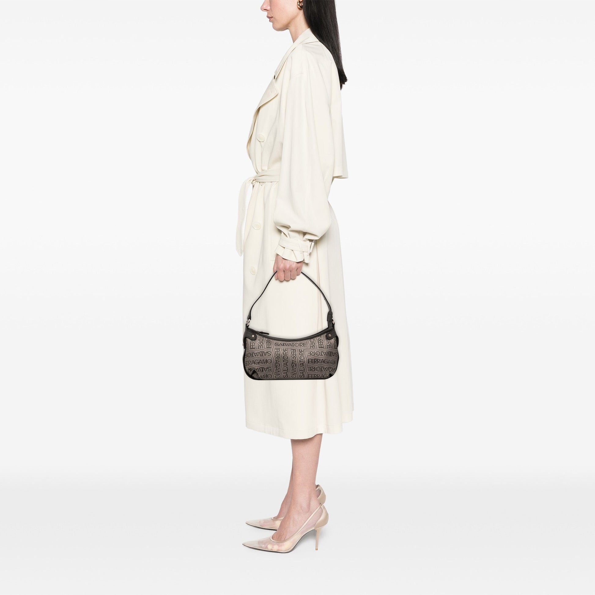 Ferragamo Embroidered Polyester Shoulder Bag