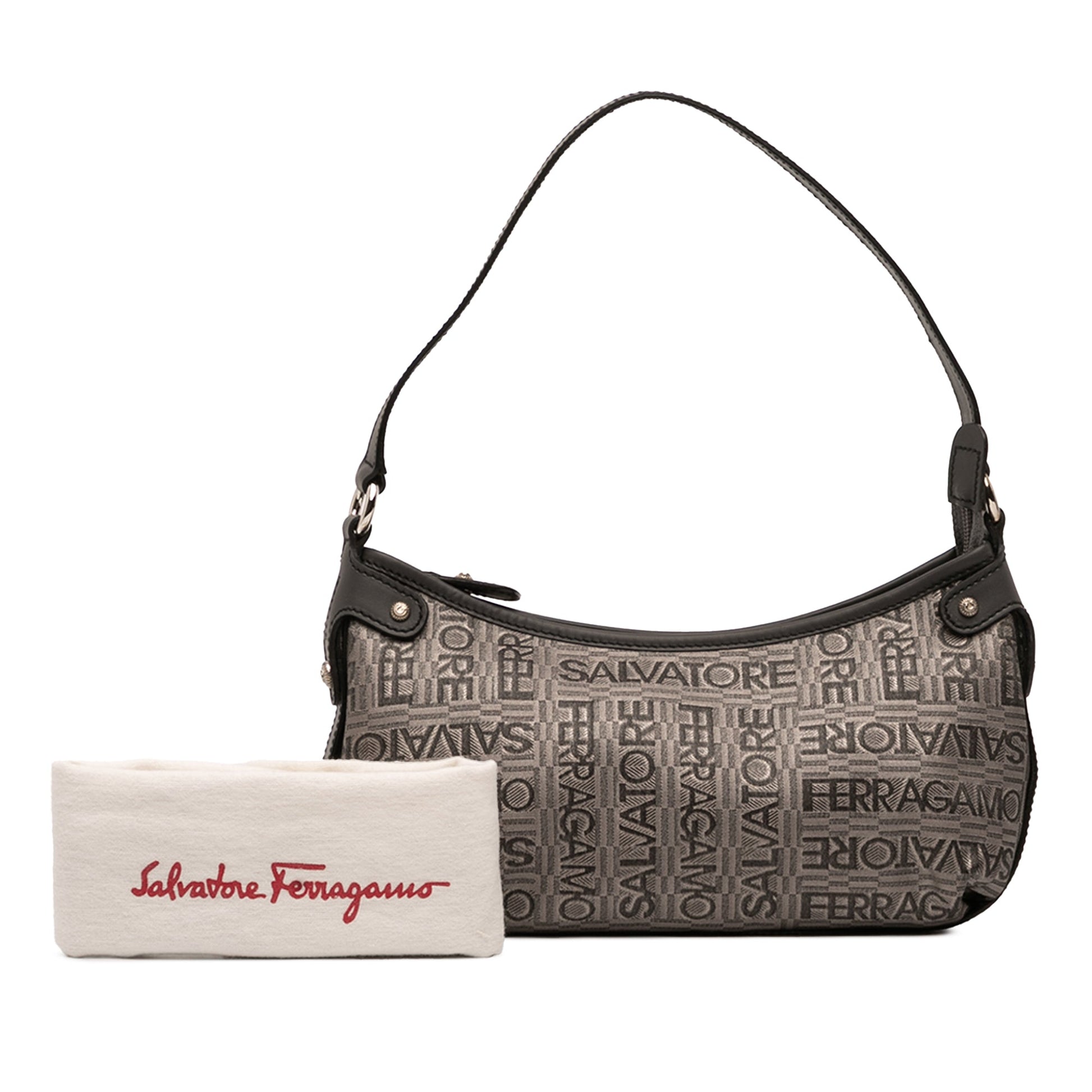 Ferragamo Embroidered Polyester Shoulder Bag