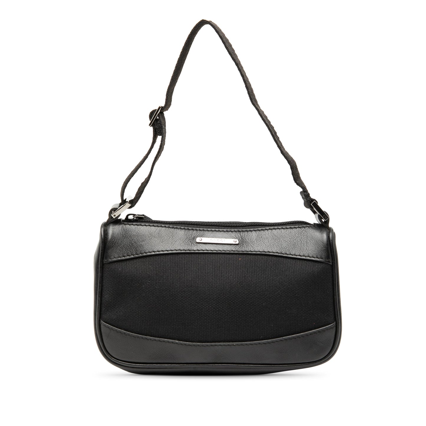 Leather Trimmed Canvas Shoulder Bag