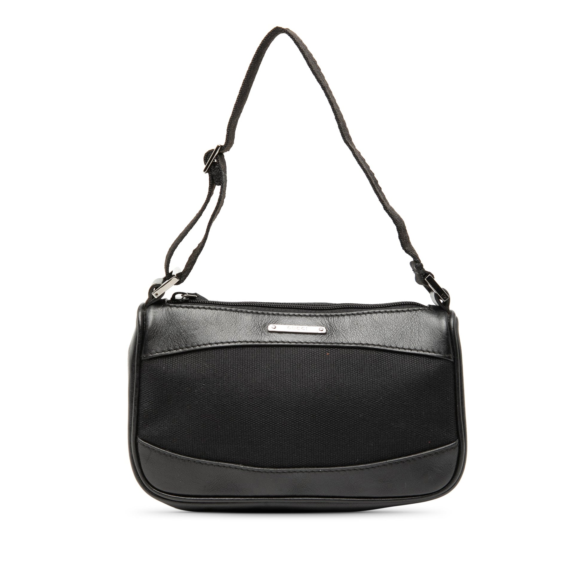 Leather Trimmed Canvas Shoulder Bag