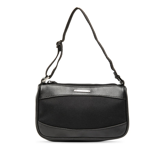 Leather Trimmed Canvas Shoulder Bag