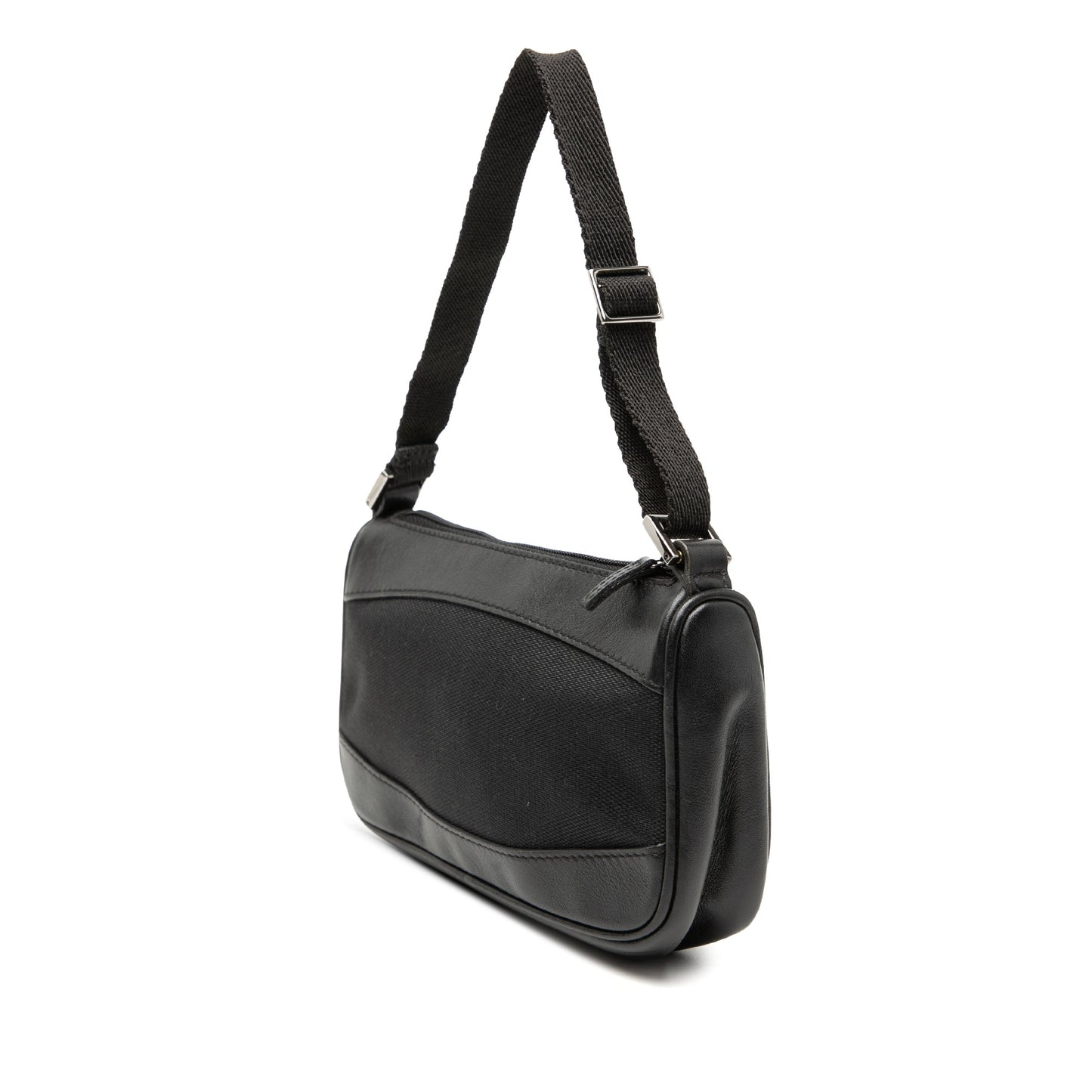 Leather Trimmed Canvas Shoulder Bag