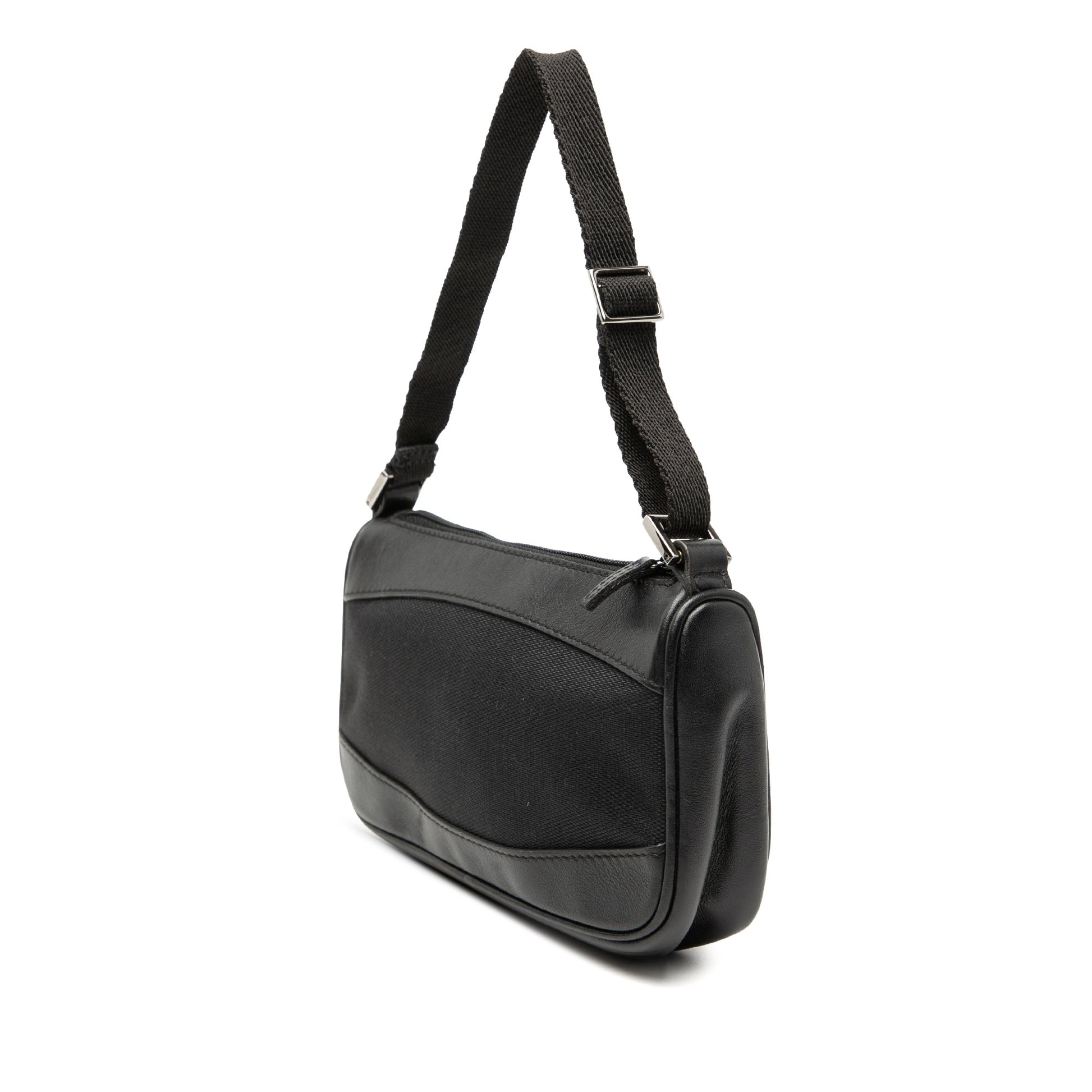 Leather Trimmed Canvas Shoulder Bag