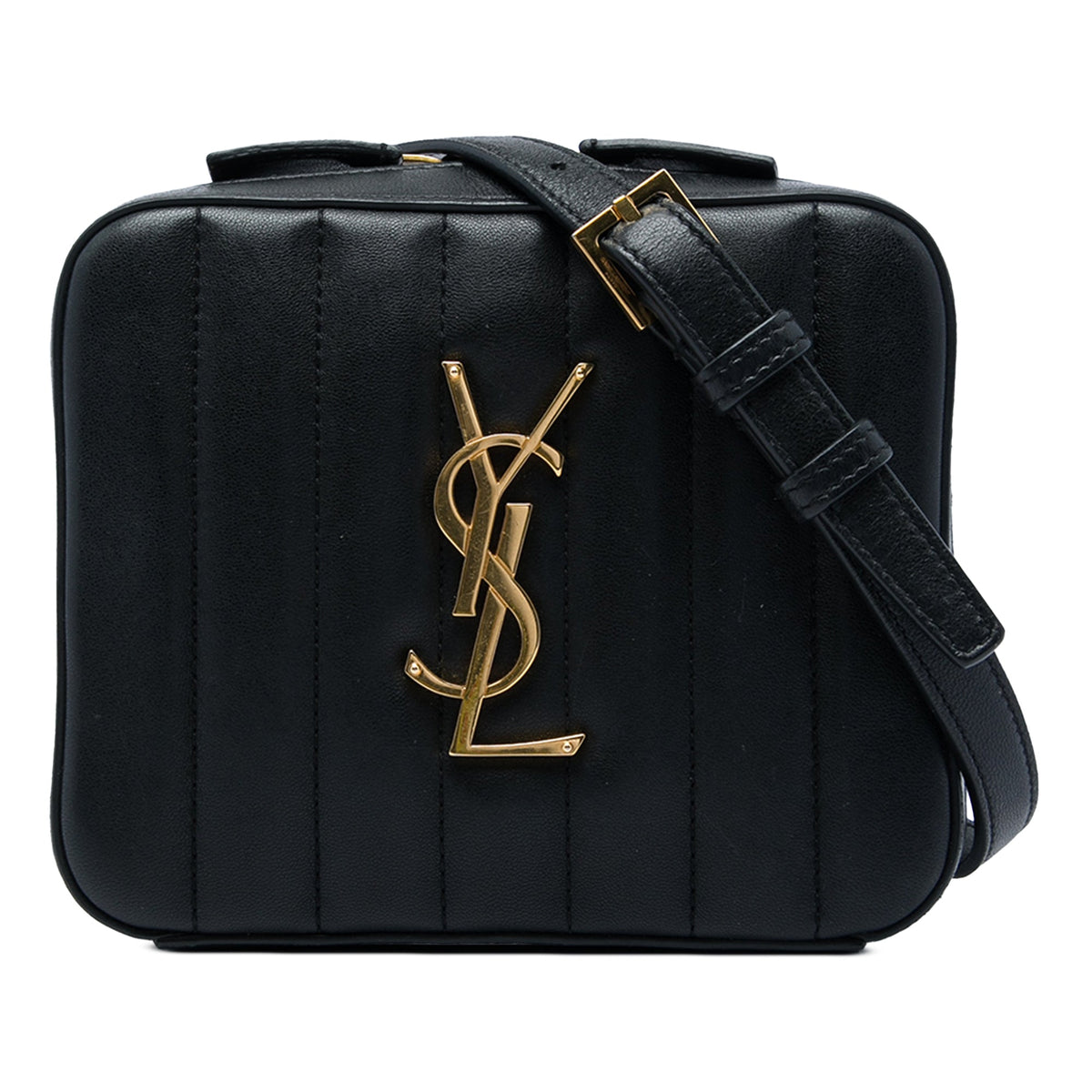 Saint Laurent Matelasse Lambskin Monogram Vicky Belt Bag — Black