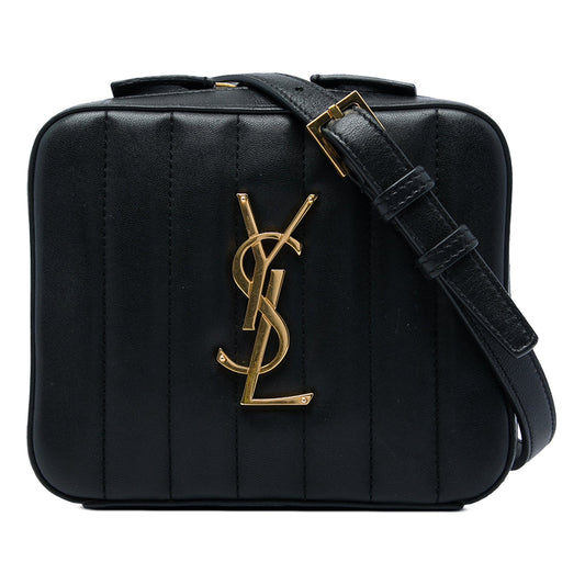 Saint Laurent Matelasse Lambskin Monogram Vicky Belt Bag — Black