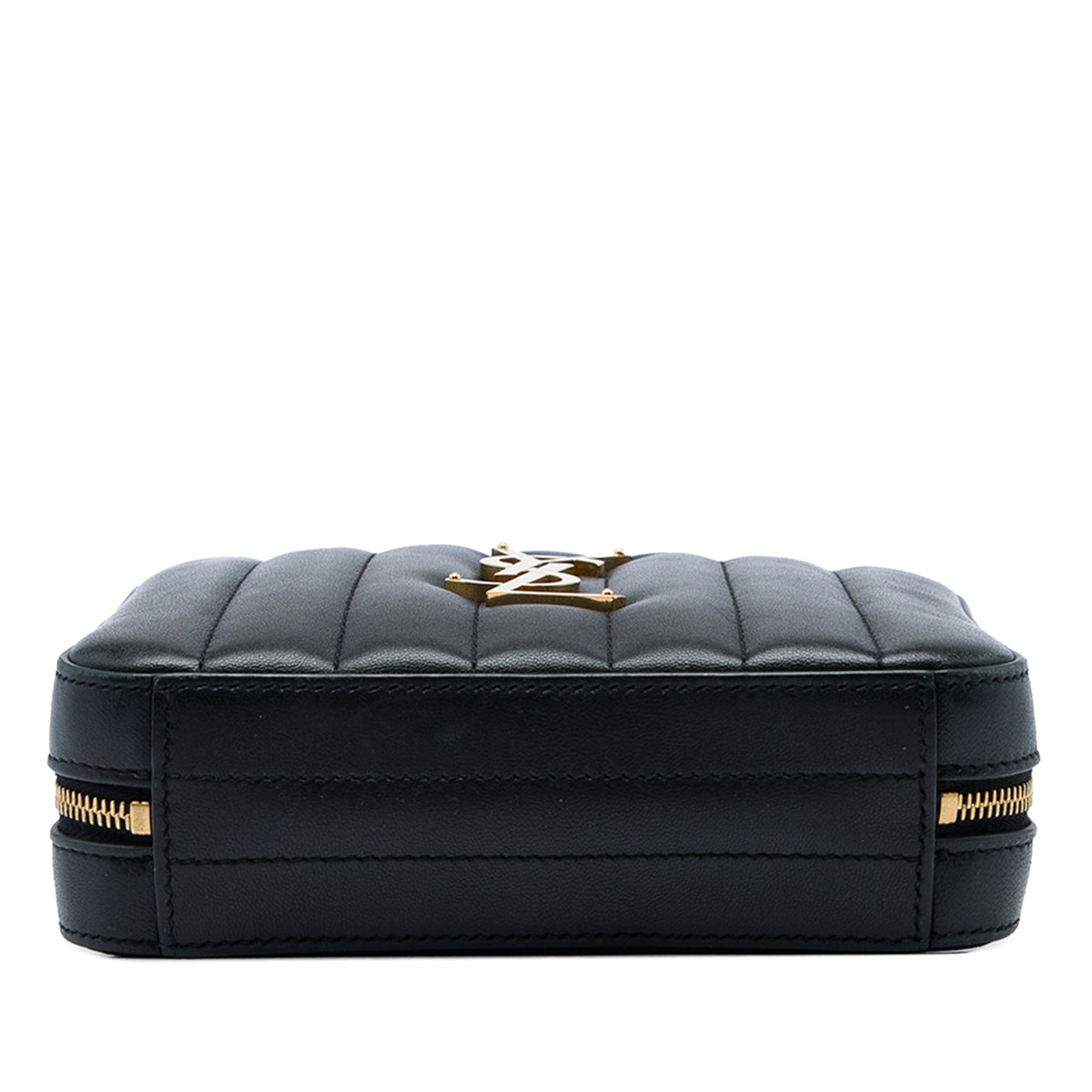 Saint Laurent Matelasse Lambskin Monogram Vicky Belt Bag — Black