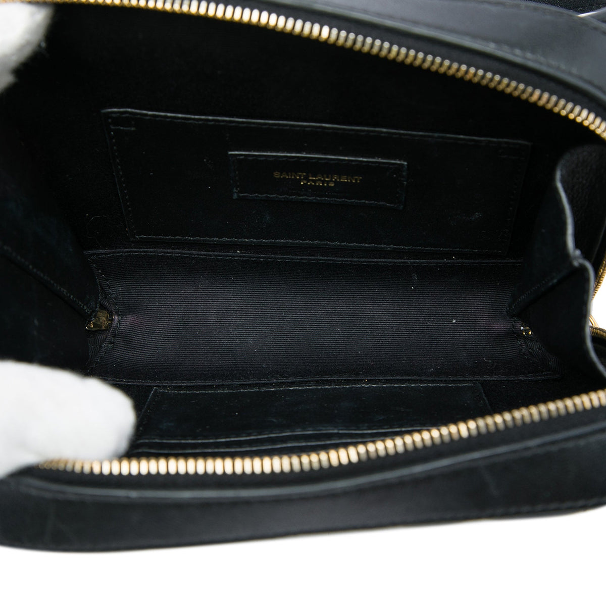 Saint Laurent Matelasse Lambskin Monogram Vicky Belt Bag — Black