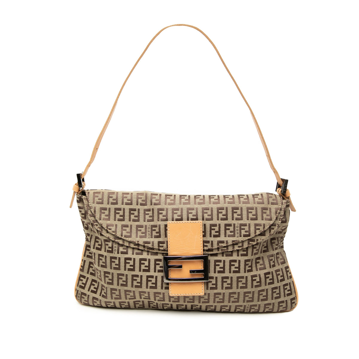 Fendi Zucchino Canvas Double Flap Shoulder Bag