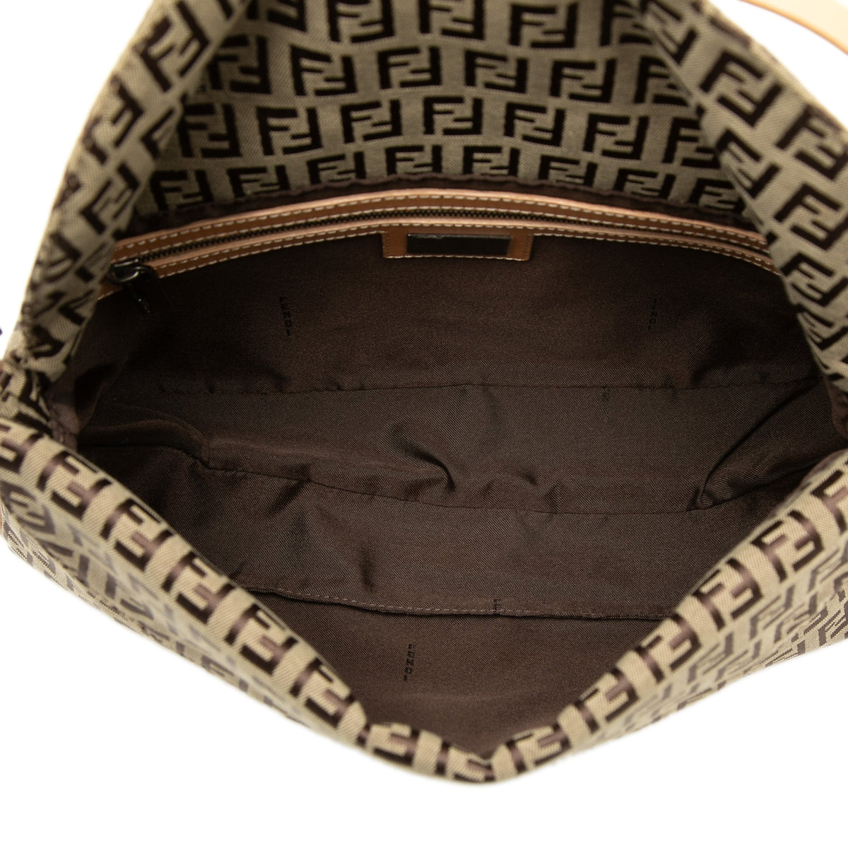 Fendi Zucchino Canvas Double Flap Shoulder Bag