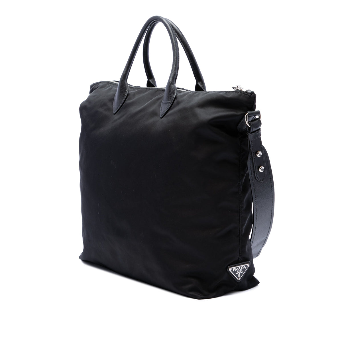 Prada Beaded Tessuto Floral Applique Convertible Tote — Black