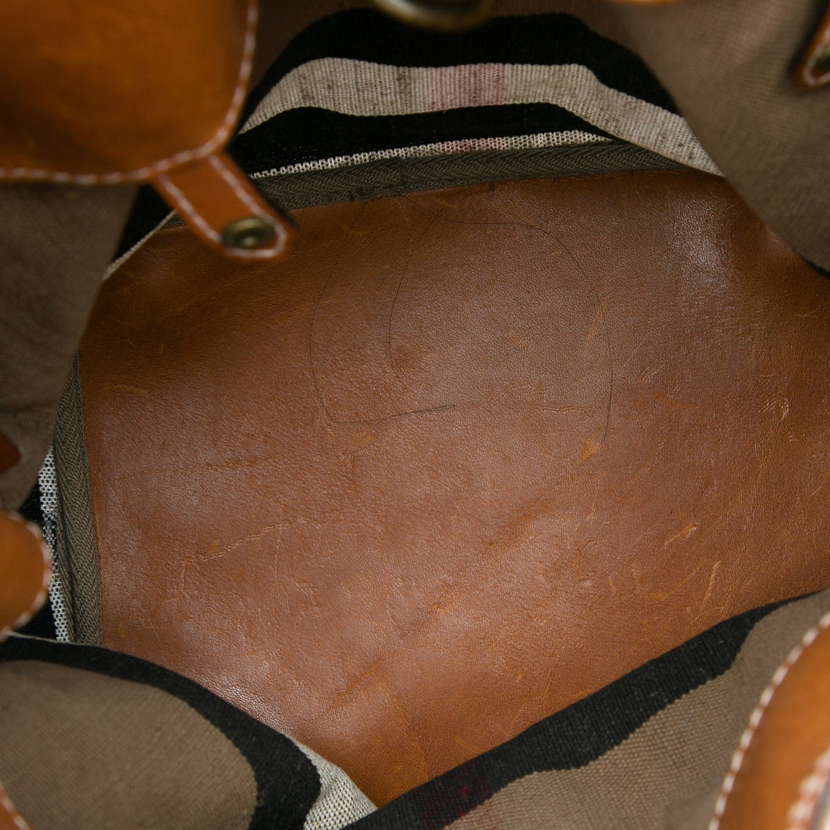 Burberry Medium Mega Check Canvas Ashby Bucket Bag — Brown