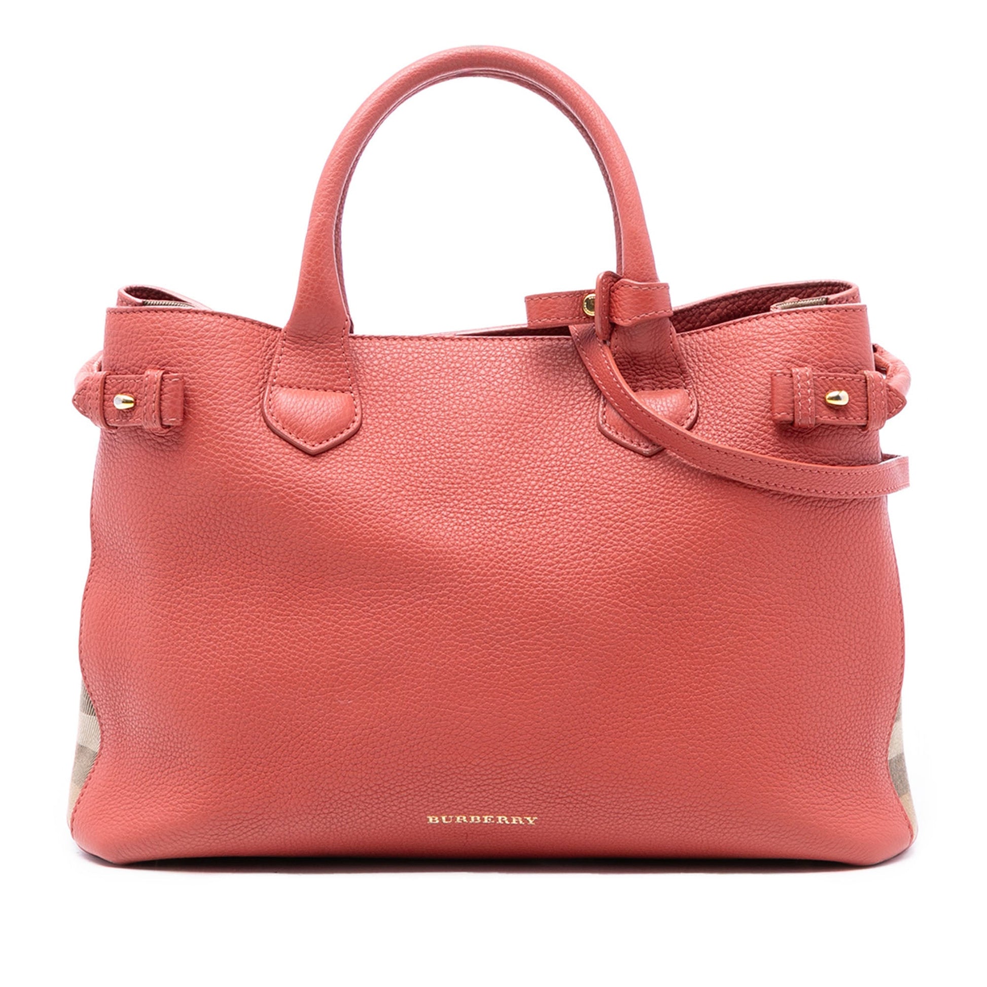 Burberry Medium Leather and House Check Canvas Banner Satchel