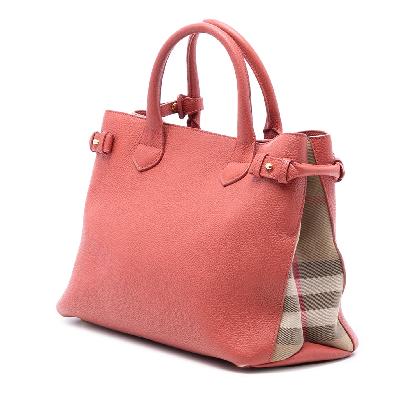 Burberry Medium Leather and House Check Canvas Banner Satchel