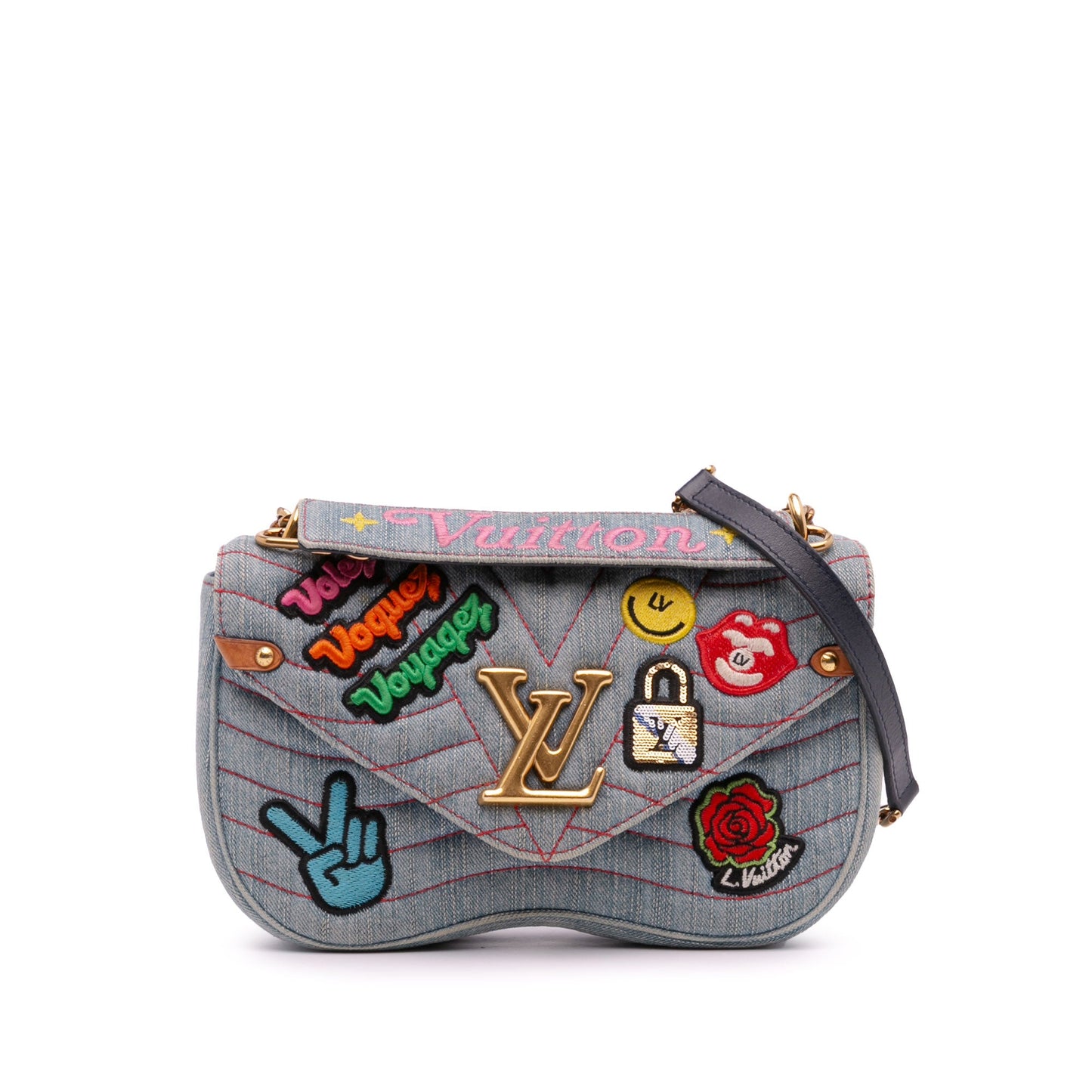 Louis Vuitton Limited Edition Denim Patches New Wave Chain MM