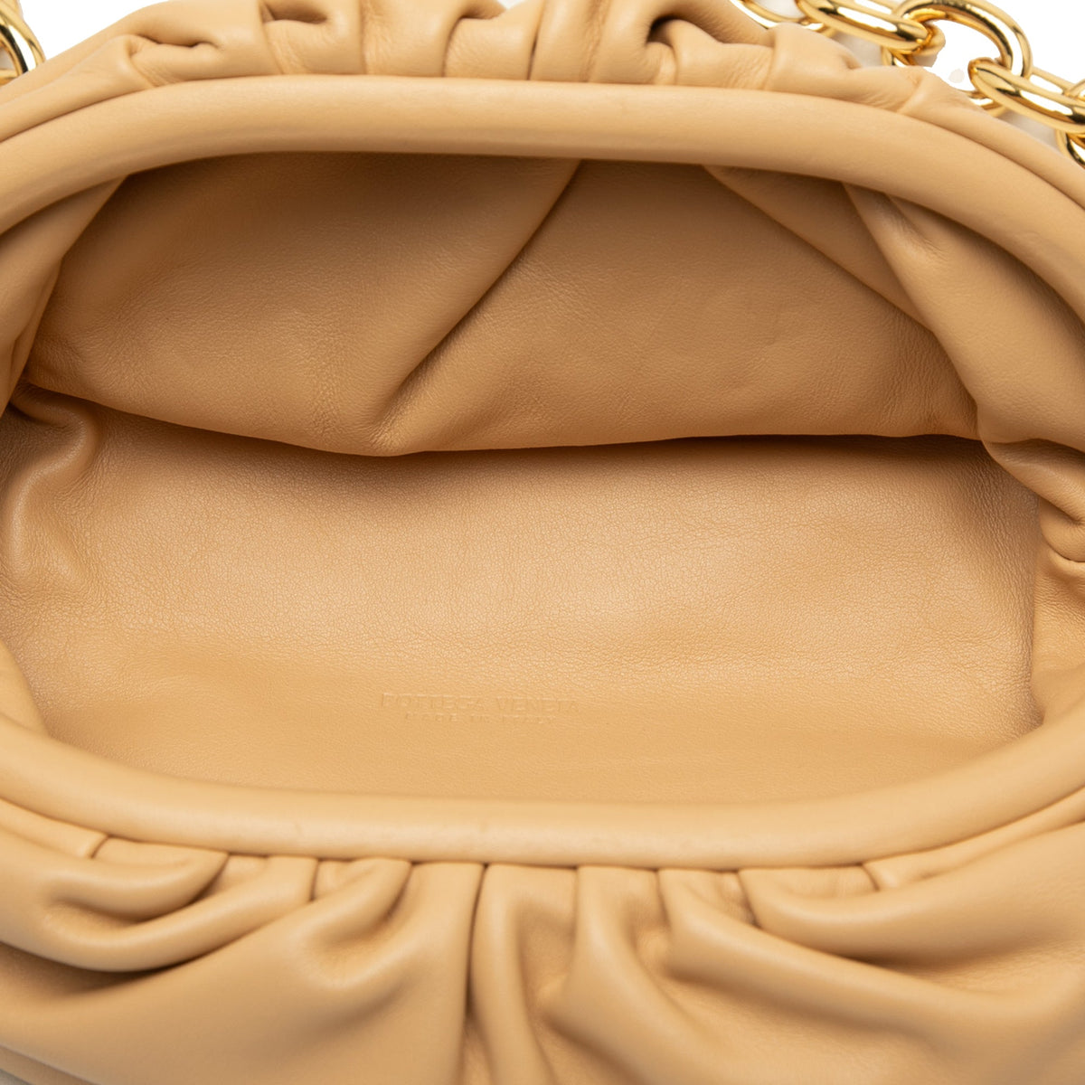 Bottega Veneta Lambskin Belt Chain Pouch — Beige