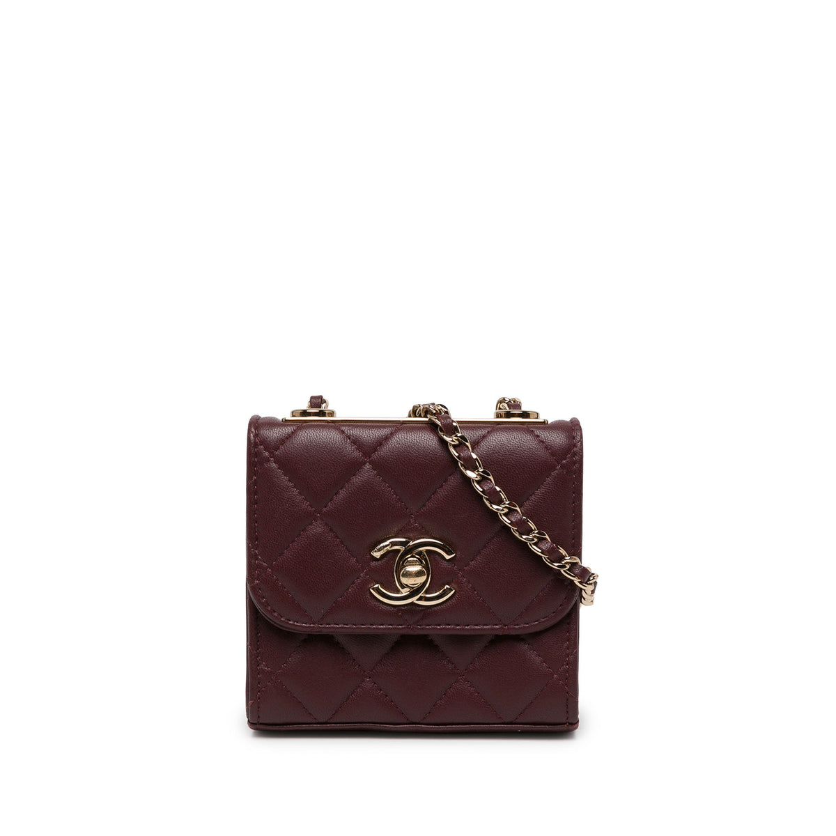 Chanel Mini Quilted Lambskin Trendy CC Clutch With Chain — Red