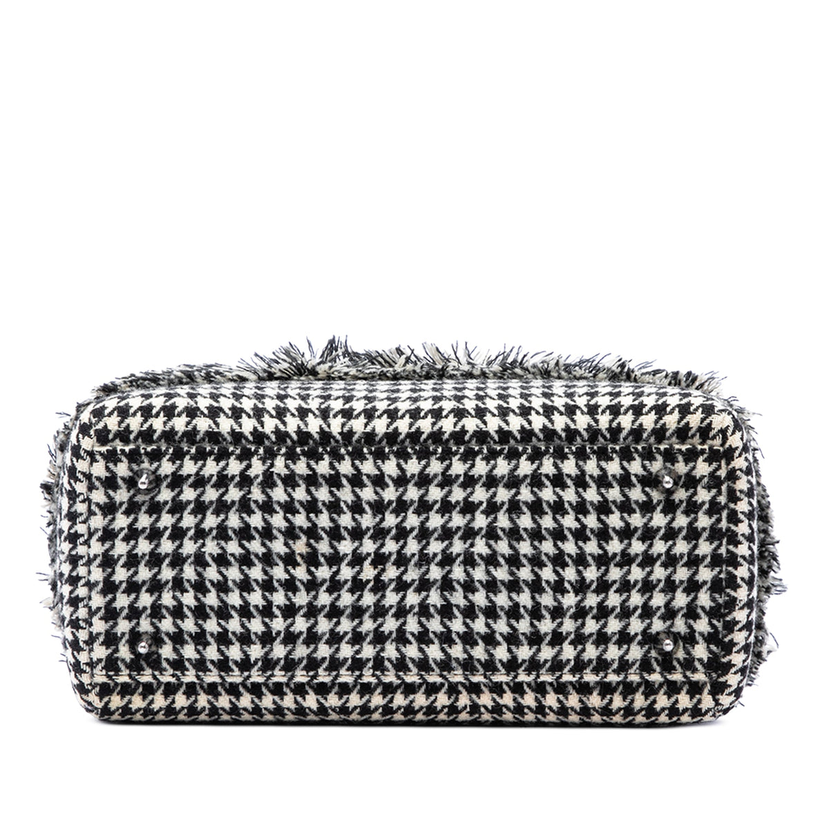 Dior Medium Tweed Fringe Houndstooth Lady Dior — Black